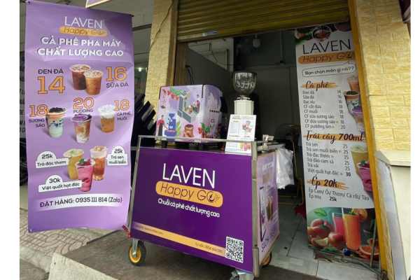 Xe take away của Laven coffee - nhượng quyền cà phê Biên Hoà